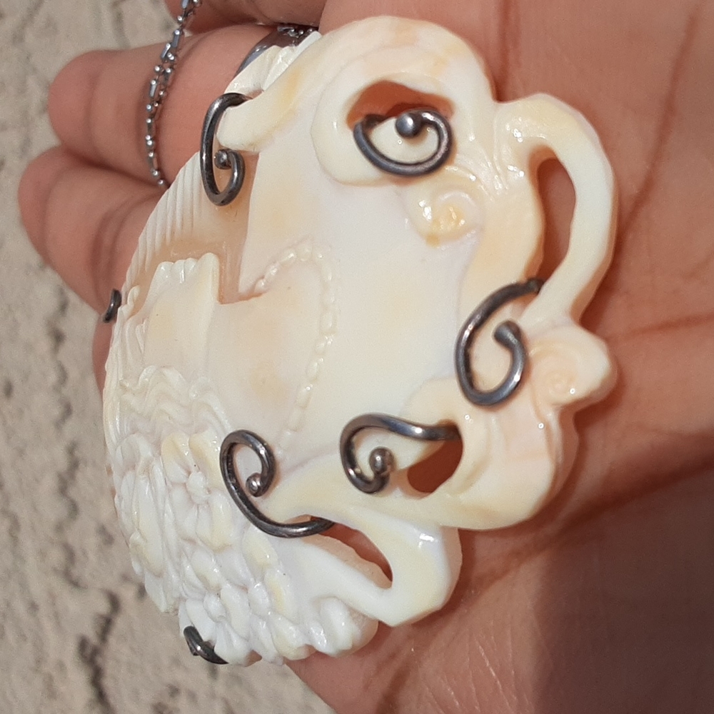 925 Genuine Hand Carved Cameo. Italy. Brooch, Pendant. FIRM. - Picture 4 of 17